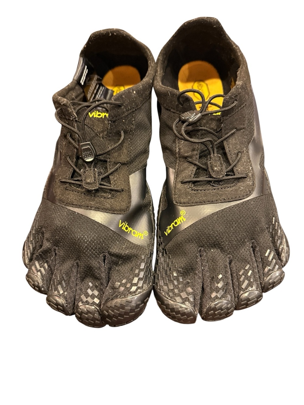 Vibram FiveFingers Men’s Black with Yellow Logo Minimalist Toe Shoes Sz 49